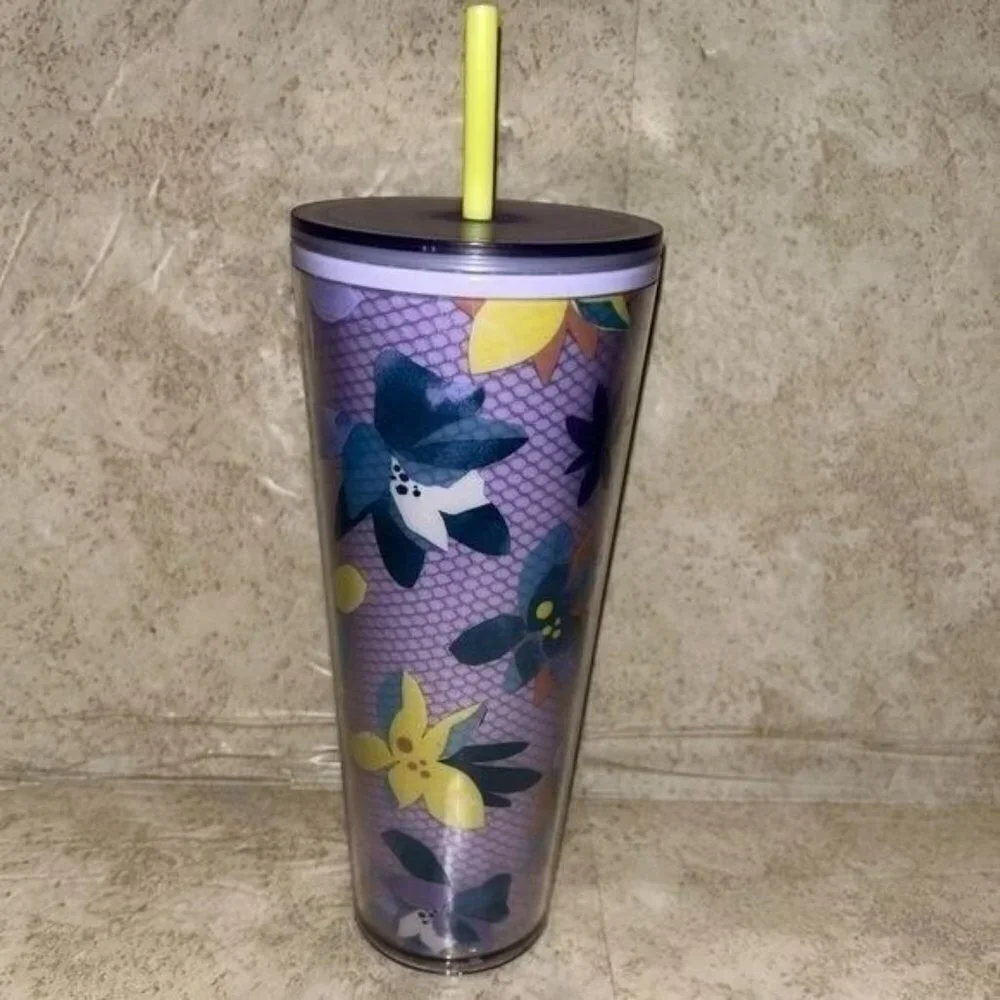 Starbucks 2023 Winter Acrylic Purple Floral Venti 24 oz Tumbler Cup